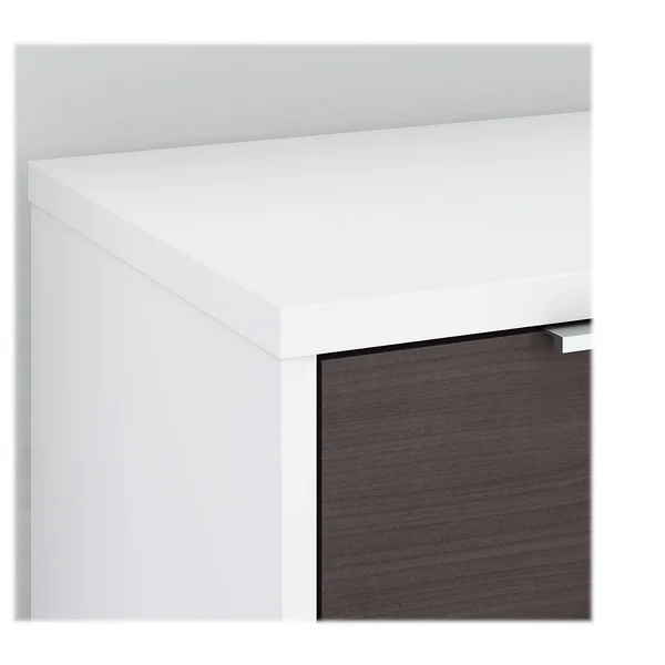 Bush Business Furniture Jamestown Low Storage Cabinet with Doors and Shelves - Storm Gray/White