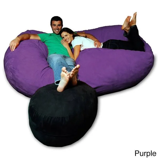 Theater Sacks Llc 7.5-Foot Soft Memory Foam Micro Suede Beanbag Chair Lounger, Purple
