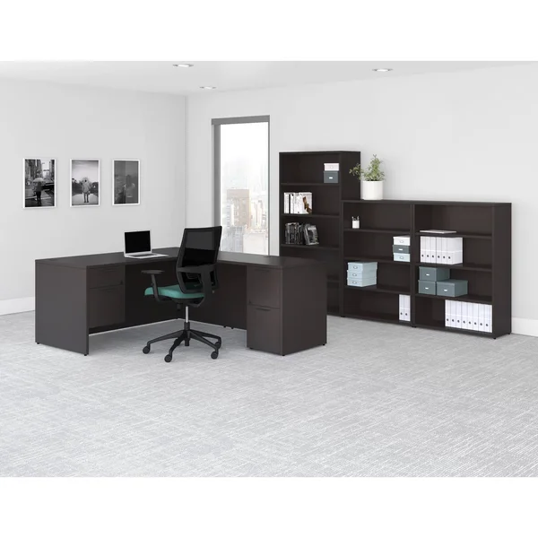 Lorell LLRPBK3469ES Prominence Laminate Bookcase - Espresso