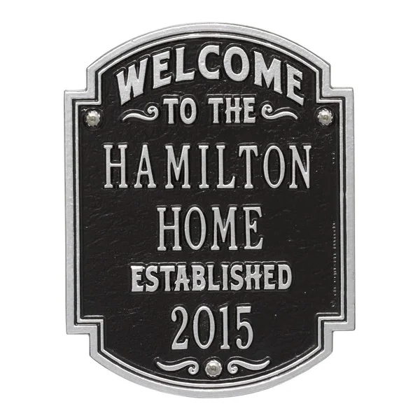 Personalized Welcome to Our House Wall Plaque - Black/Silver