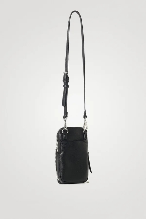 Leather Effect Hanging Coin Purse - Black - U