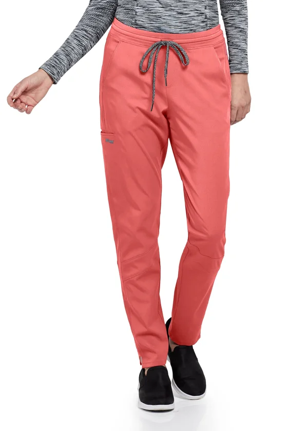 Grey&s Anatomy Spandex Stretch Women's Knit Waist Scrub Pants-GVSP509 (Peach Flower - Medium)