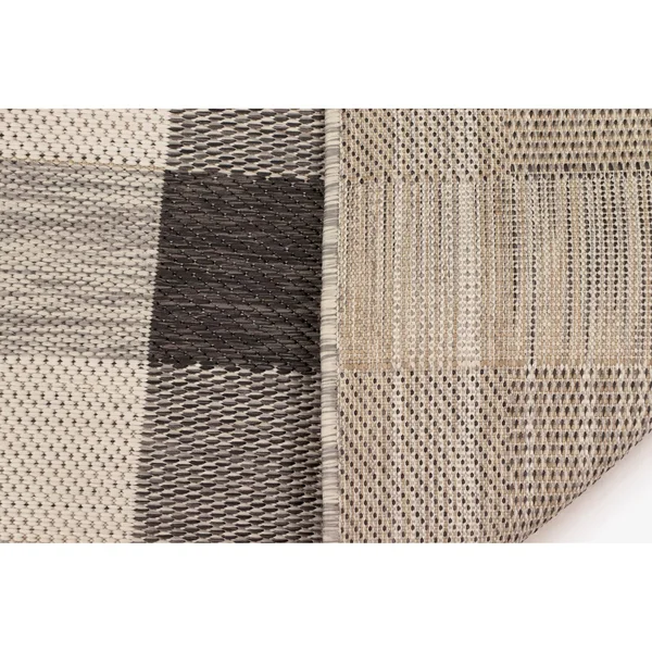 Trans Ocean Portofino Texture Plaid Area Rug, Black, 8&10x22 x 11&9x22 Rectangle