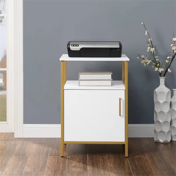 Osp Home Furnishings Modern Life-White-Utility Table-Printer Stand with Storage