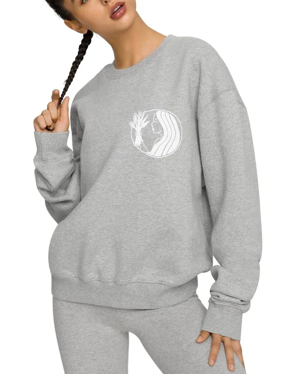 Women's Good American Oversize Zodiac Crewneck Graphic Sweatshirt