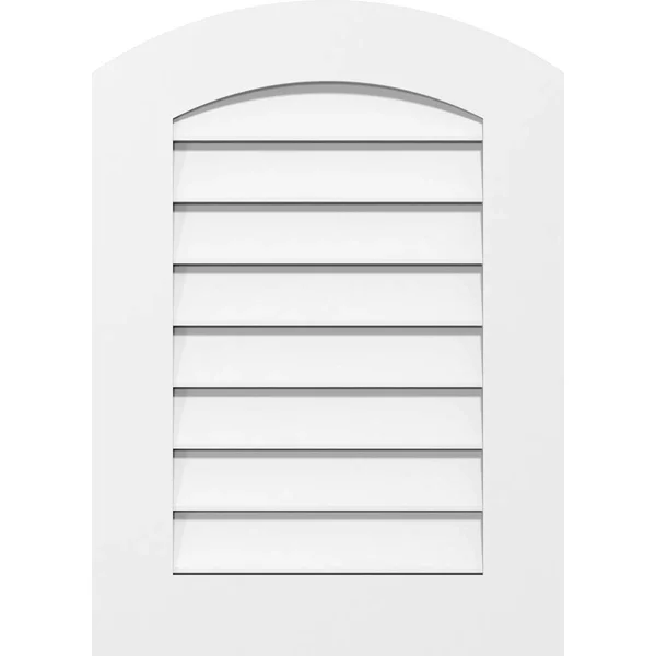 Ekena Millwork GVPAR24X3601SF 24x22W x 36x22H Arch Top Surface Mount PVC Gable Vent: Functional - w/ 3-1/2x22W x 1x22P Standard F