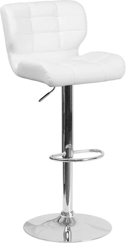 Flash Furniture Contemporary Tufted Adjustable Height Barstool with Chrome Base - Brown Fabric