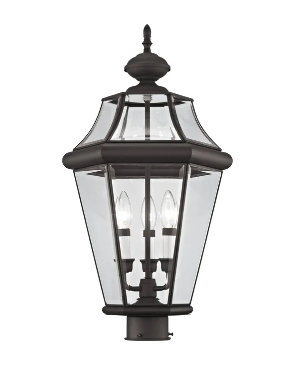 Livex Lighting Georgetown 3 Light Outdoor Post Lantern - Bronze 2364-07