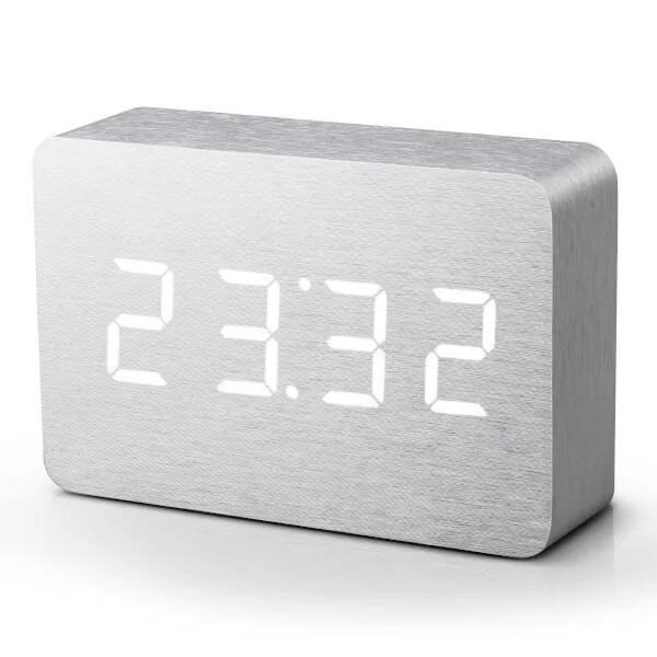 Gingko Brick Marble Click Clock - White LED