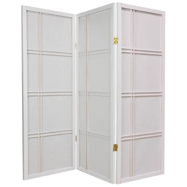 4 ft. Tall Double Cross Shoji Screen White 3 Panels Oriental Furniture