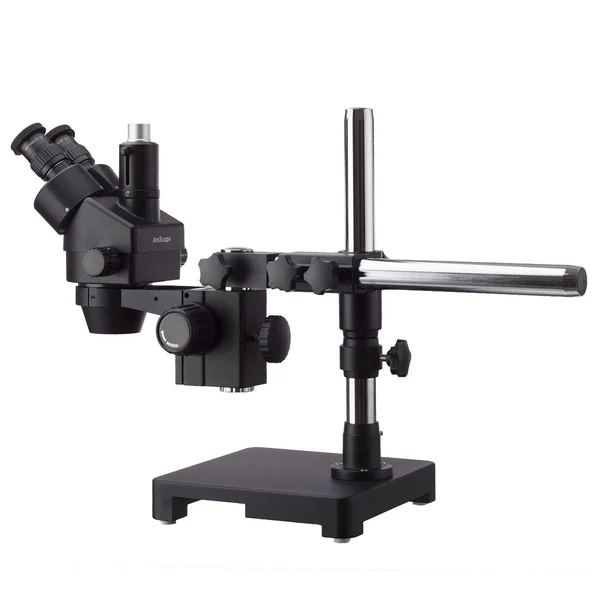 7X-135X Black Trinocular Stereo Zoom Microscope on Single Arm Boom Stand + 144 Direction Adjustable LED Ring Light & Usb2.0