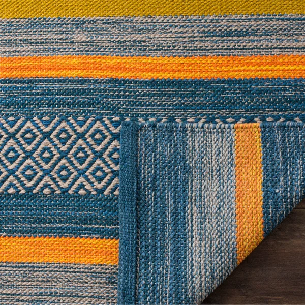Safavieh Montauk Blue/Orange 3 ft. x 6 ft. Striped Diamond Runner Rug