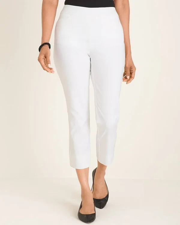 Chico&s Women's So Slimming Brigitte Side-Vent Slim Crops - Alabaster