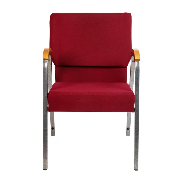 Flash Furniture Hercules Series 21x22W Stacking Wood Accent Arm Church Chair in Burgundy Fabric - Silver Vein Frame