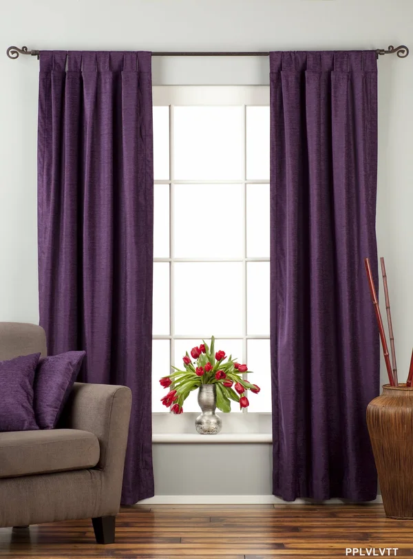 Purple Tab Top Velvet Curtain - Drape, Panel - Piece