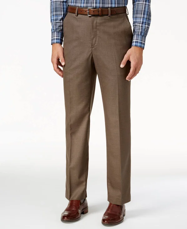 Michael Kors Men's Solid Classic-Fit Stretch Dress Pants - Brown