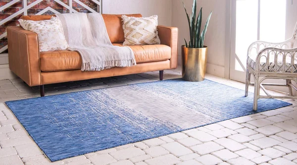 Unique Loom Ombre Outdoor Rug, Blue, 9x12 ft