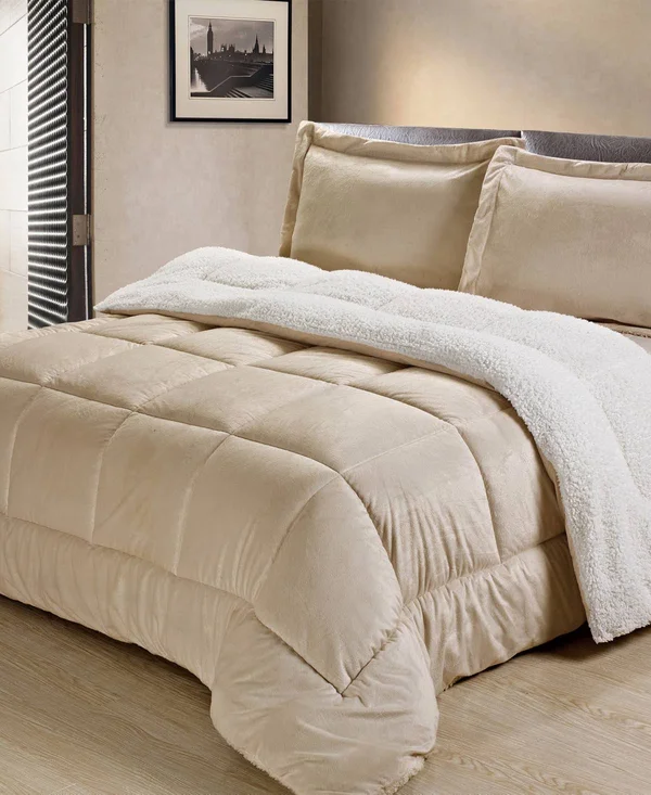 Cathay Home Sherpa Faux Suede Comforter Set Twin Chocolate