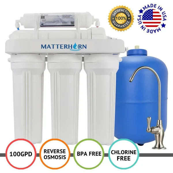 Matterhorn Superior REVERSE Osmosis Under The Sink Water Filter System - 5 Stage 100 GPD - White MRO-5100