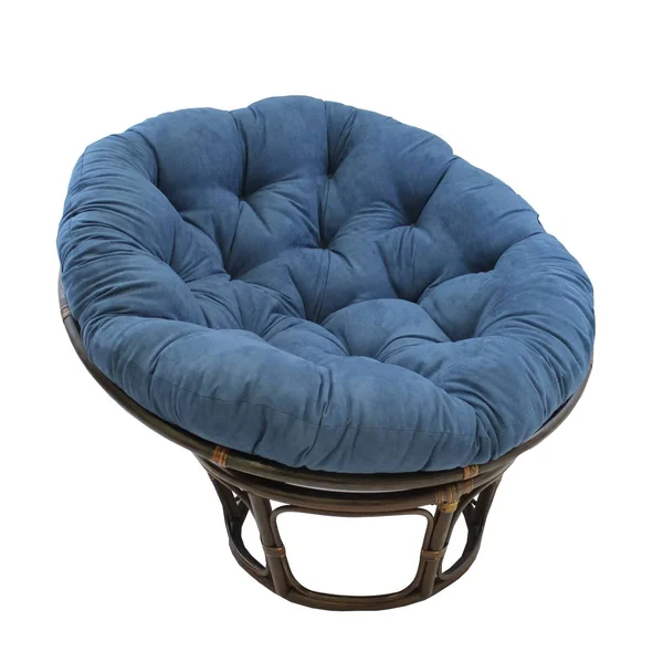 International Caravan 3312-MS-IN 42 in. Rattan Papasan Chair with Micro Suede Cushion Indigo