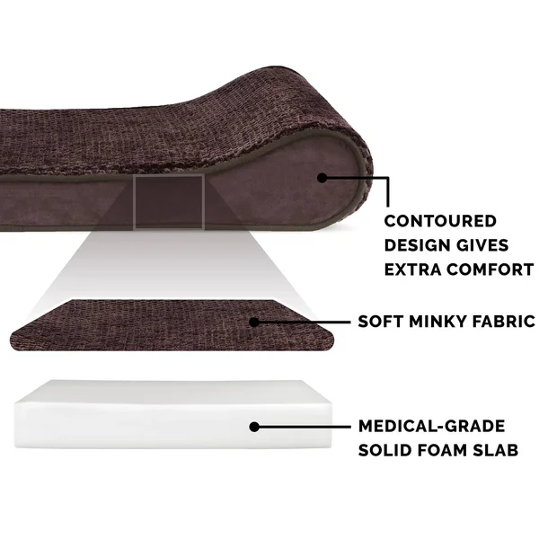 FurHaven Pet Dog Bed - Orthopedic Minky Plush & Velvet Luxe Lounger Pet Bed for Dogs & Cats (Espresso, Giant)