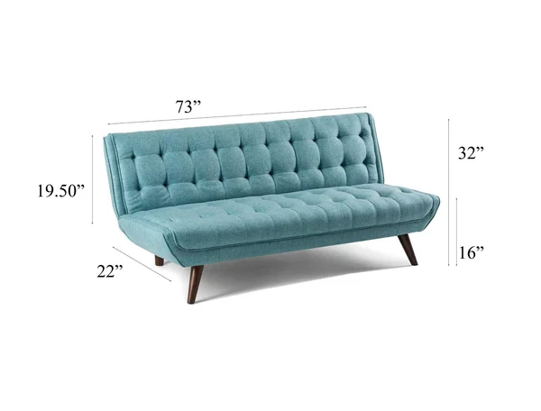 New Spec Urban Mid Century Modern Tufted Living Room Sofabed Soft Fabric in Blue