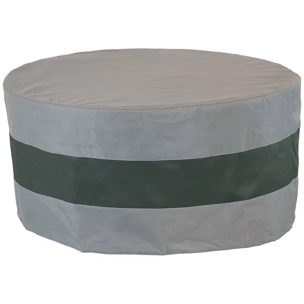 Sunnydaze Round 2-Tone Outdoor Fire Pit Cover - Gray/Green Stripe - 48-Inch