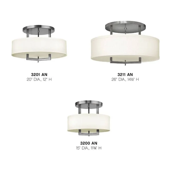 Hinkley 3201AN-LED - Hampton Semi-Flush Mount, Antique Nickel