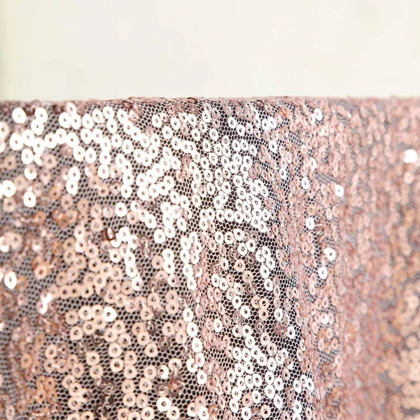 132x22 Rose Gold Sequin Round Tablecloth