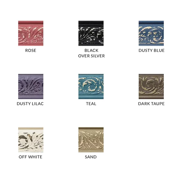 Modern Baroque Embossed Frame in Dusty Blue, 13x22 x 19x22