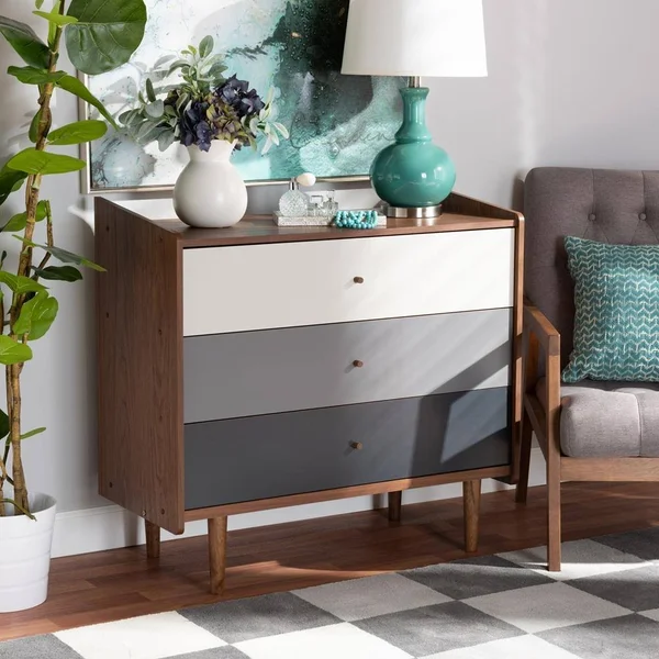 Halden Modern Storage Chest Walnut/Grey