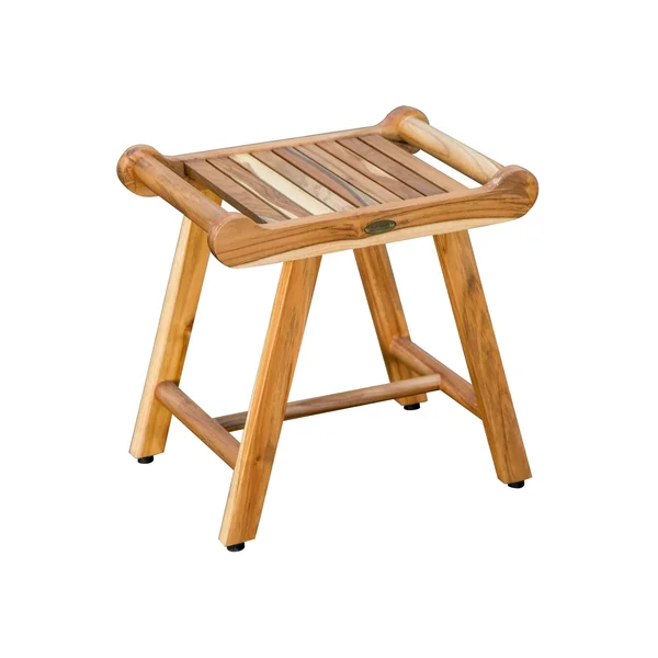 20x22 EcoDecors Compact SensiHarmony Solid Teak Shower Bench with Liftaide Arms in An EarthyTeak Finish - Brown - Modern & C