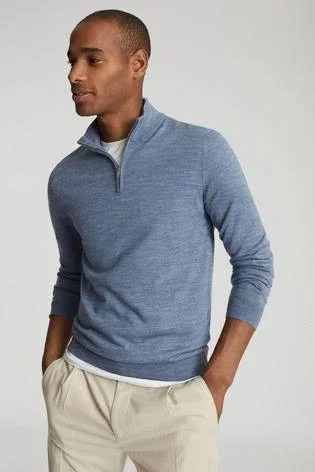Men's Reiss Blackhall Wool Half Zip Pullover - Size Small - Grey