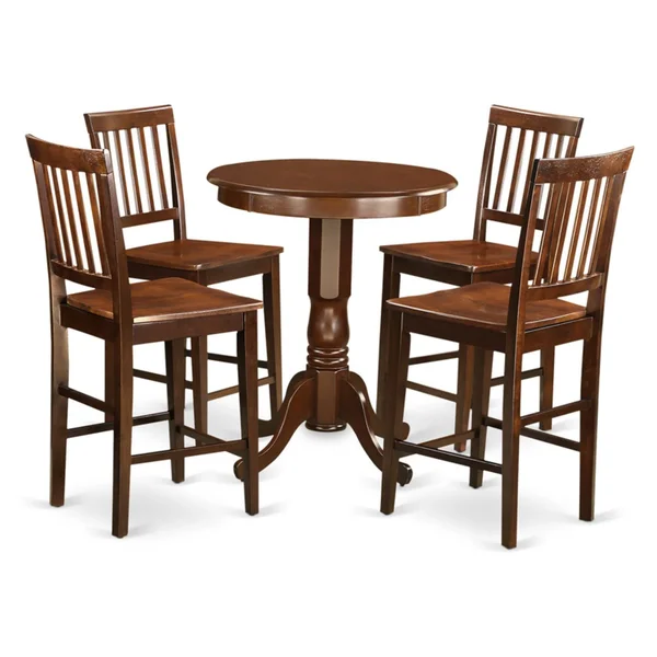 East West Furniture Eden 5-Piece Slat Back Dining Table Set - Brown