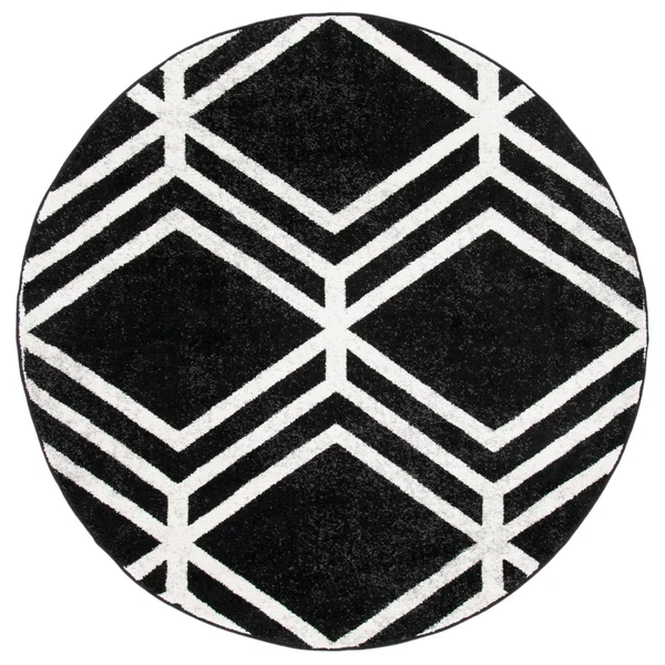 Safavieh Adirondack Rug Collection ADR253H - Black, Ivory - 6& x 6& Square