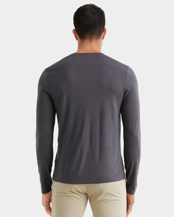 Men's Wool Henley, Rhone Trek Merino Wool Henley, Asphalt, XXL