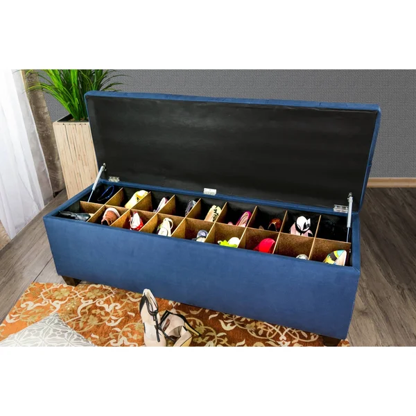 The Sole Secret Sole Secret Obsession Espresso 10-Button Tufted Shoe Storage Bench