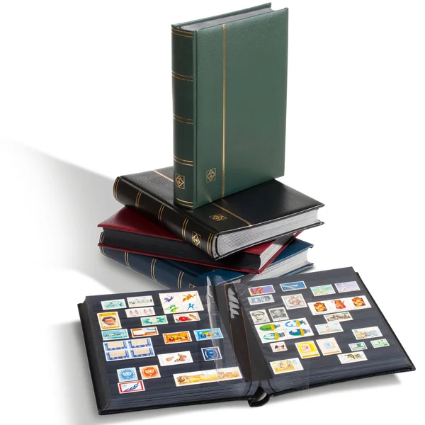 Stockbook A4 - 32 Black pages, padded Leather* Cover, Black