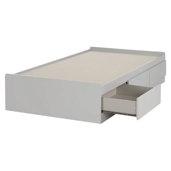 South Shore Reevo Twin Mates Bed with 3 Drawers - Soft Gray