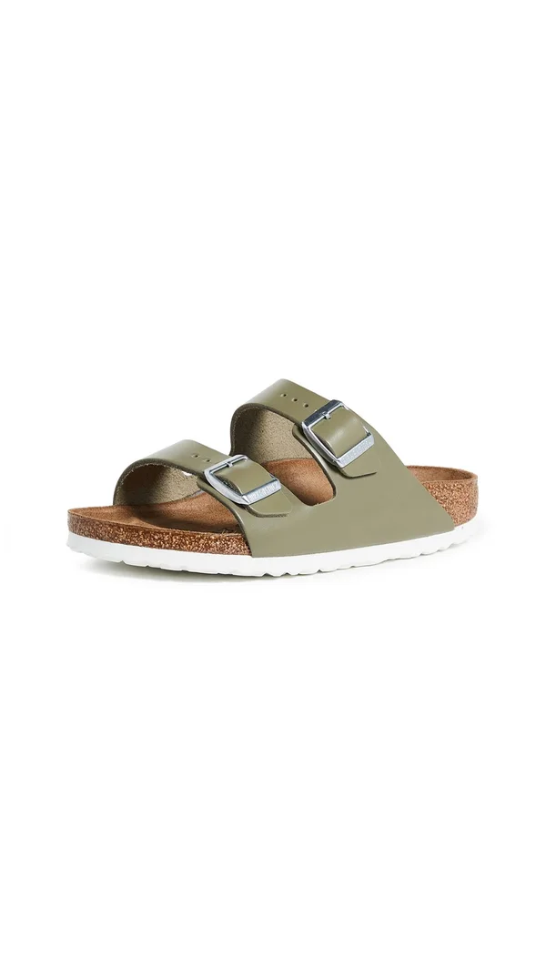 Women's Arizona Birkenstock Khaki Leather - Khaki, 37