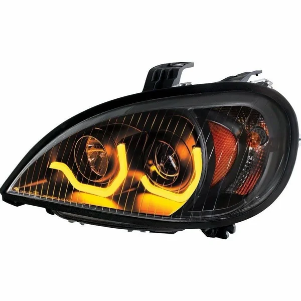 Freightliner Columbia Projection Headlight w/ Dual LED Light - Blackout - Driver