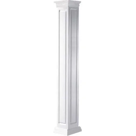 08 inchw x 10&H Craftsman Classic Square Non-Tapered - Raised Panel Column, Prairie Capital & Prairie Base, Size: 8 inchw x 1