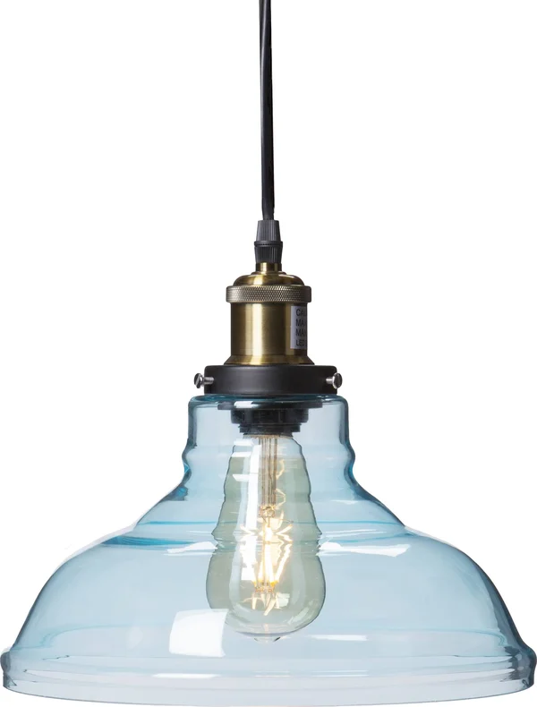 Southern Enterprises LT1835 Gracelyn Soft Aqua Colored Glass Bell Pendant Lamp