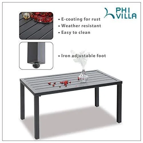 Phi Villa Metal 4 Piece Outdoor Patio Furniture Padded Conversation Set with 1 Loveseat - 2 Chairs, 1 Coffee Table & 4 Free P