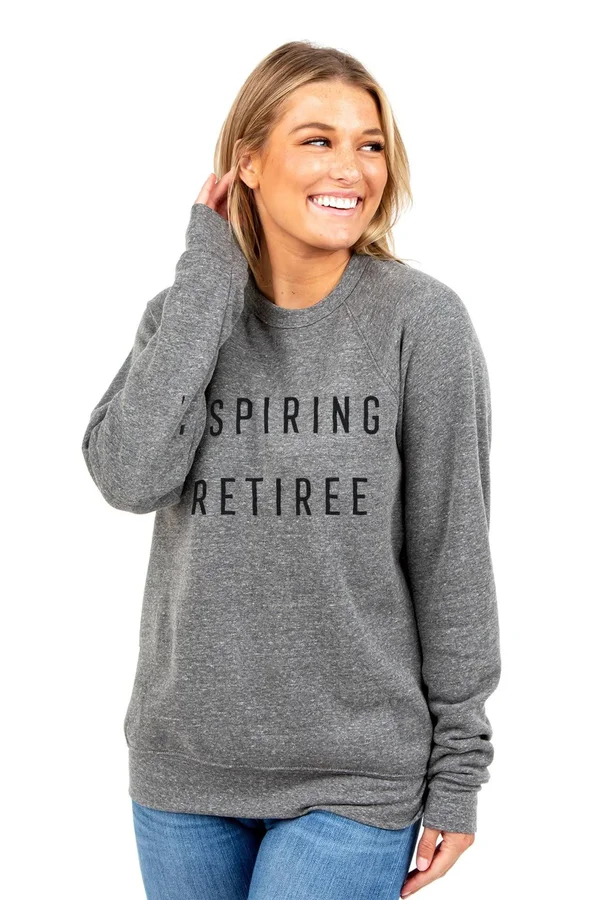 Aspiring Retiree Women's Cozy Fleece Longsleeves Sweater Heather Grey Unisex, Rouge, 2XL