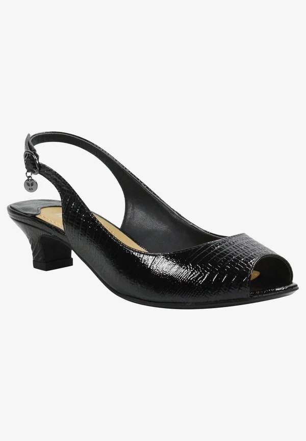 J. Renee Women's Jenvey Low Heel Slingback, Size: 9, Black Synthetic