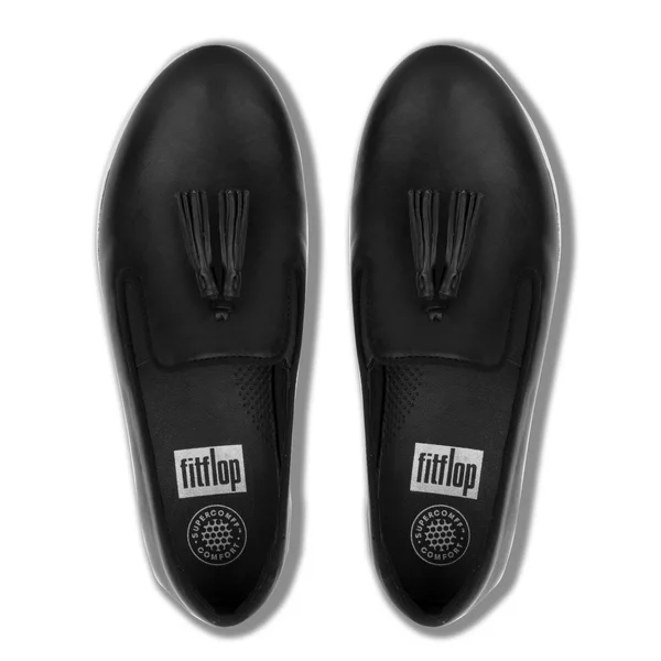 Fitflop Women's Tassel Superskate Black Leather