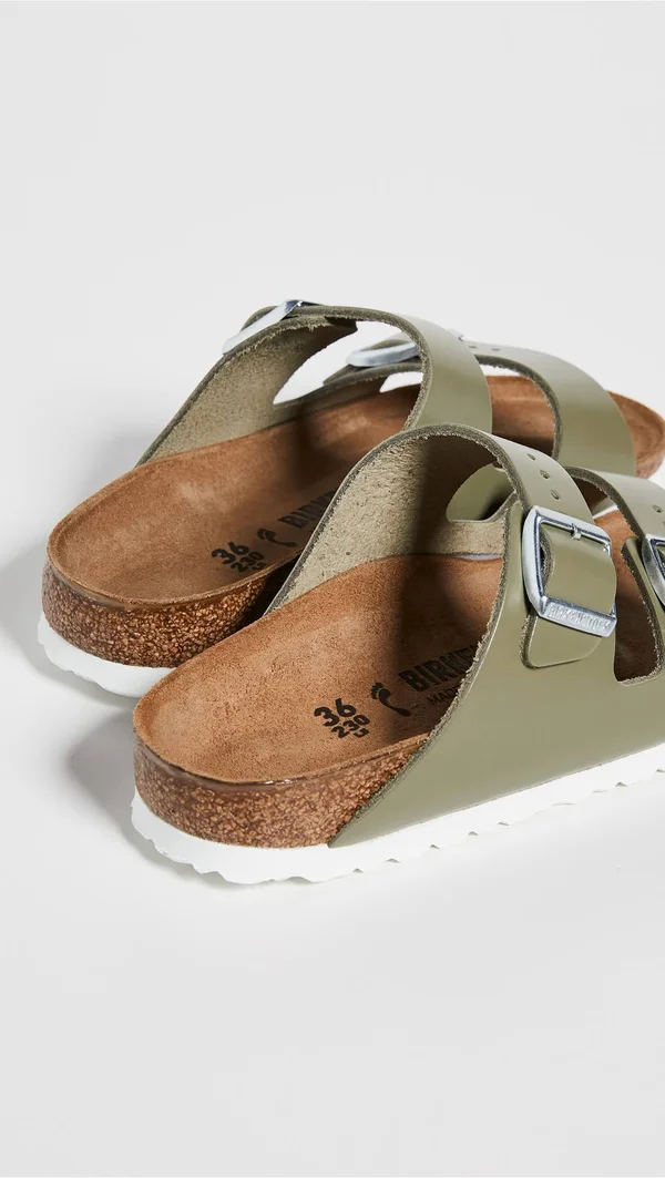 Women's Arizona Birkenstock Khaki Leather - Khaki, 37