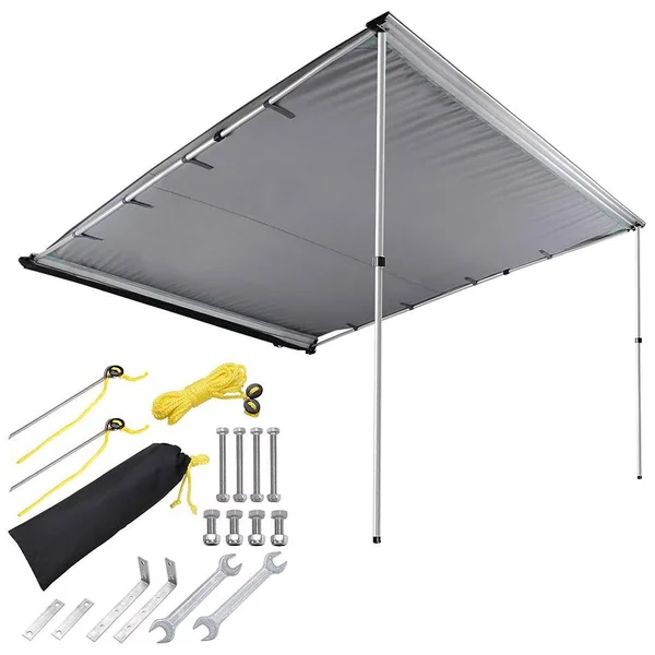 Yescom 8.2&x8.2& Car Side Awning Rooftop Pull Out Tent Shelter PU2000mm Uv50+ Shade SUV Outdoor Camping Travel Grey