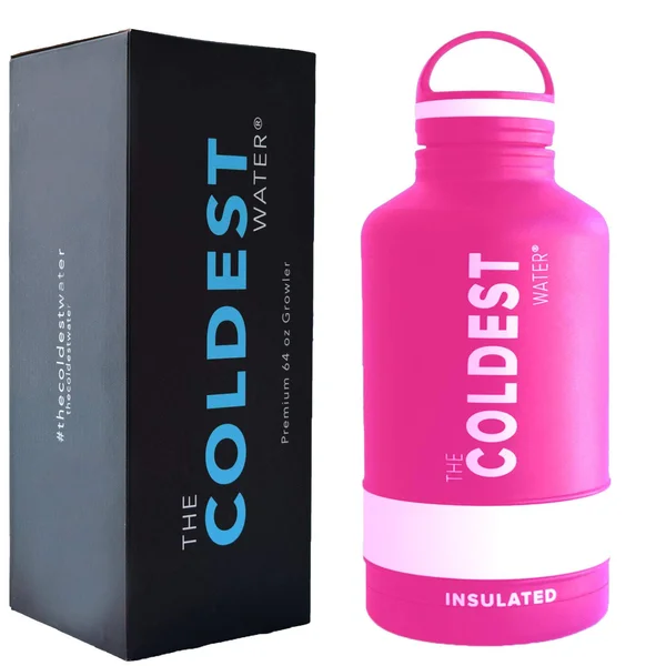 The Coldest Water Bottle 64 oz Wide Mouth Vacuum Insulated Stainless Steel Hydro Travel Mug - Ice Cold Up to 36 Hrs/Hot 13 Hrs D - 11.6 x 5 x 5 inches